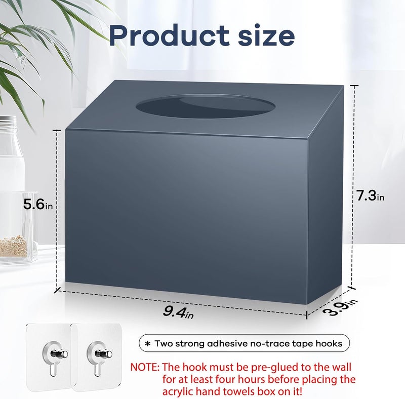 TAINESS Acrylic Hand Towel Box Cover Compatible with Kleenex Disposable Hand Towels Wall-Mounted Paper Towel Dispenser Suitable for Tabletop, Bathroom, Car, and Office Use(Grey) - Image 2